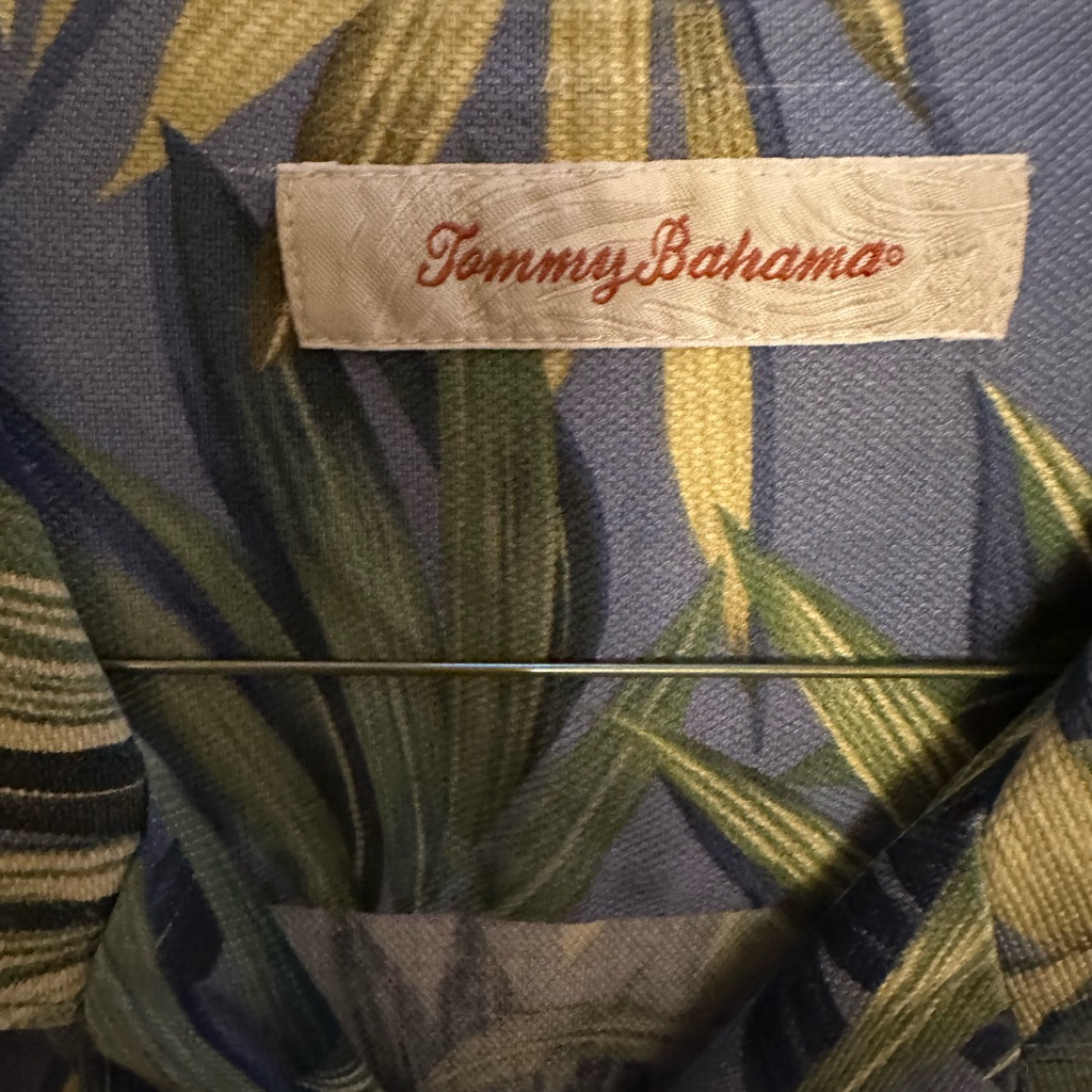 Tommy Bahama Blue And Green Leaf Print Shirt